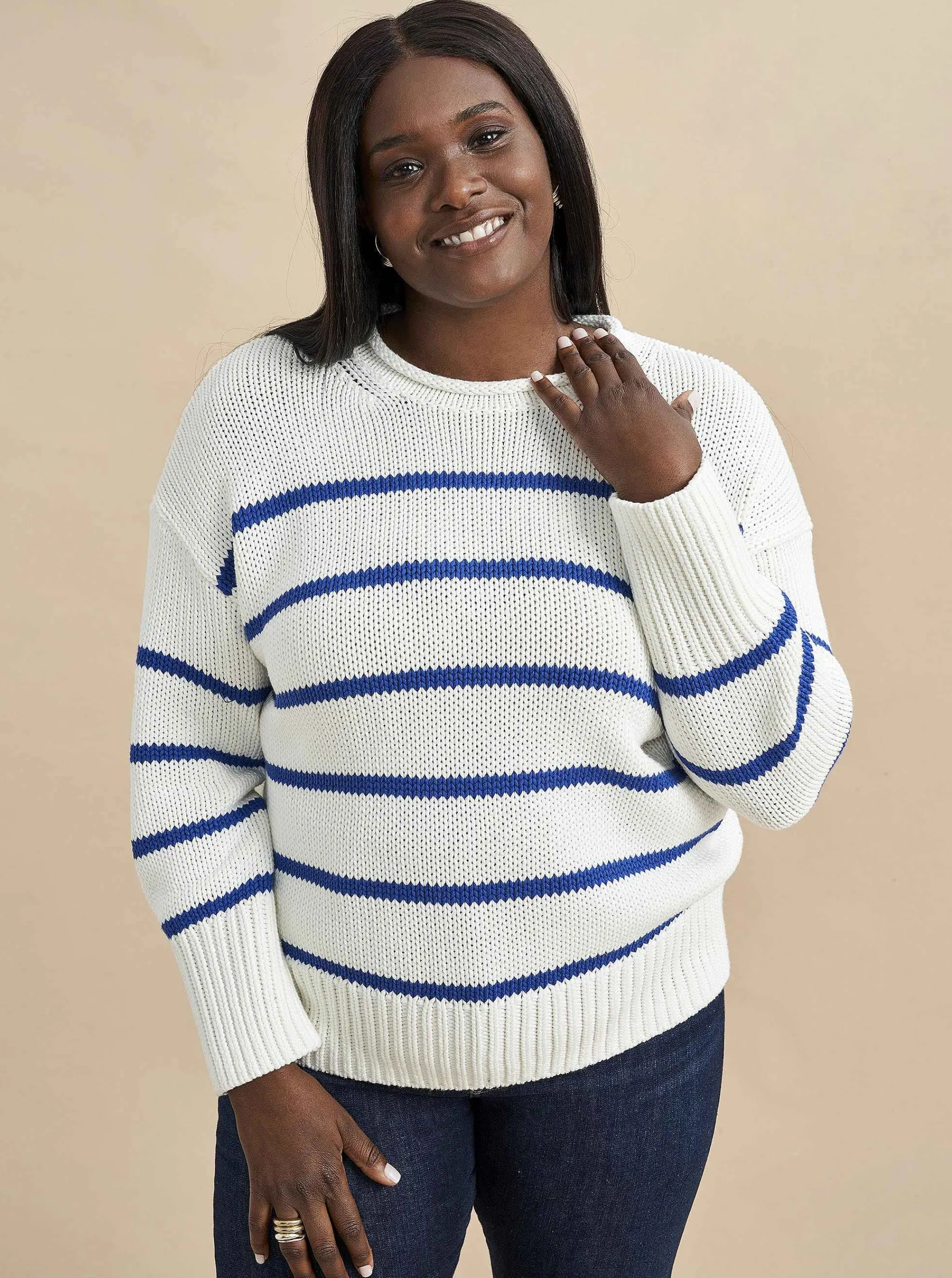 La Ligne Sweaters*Marina Sweater Cream/Cobalt