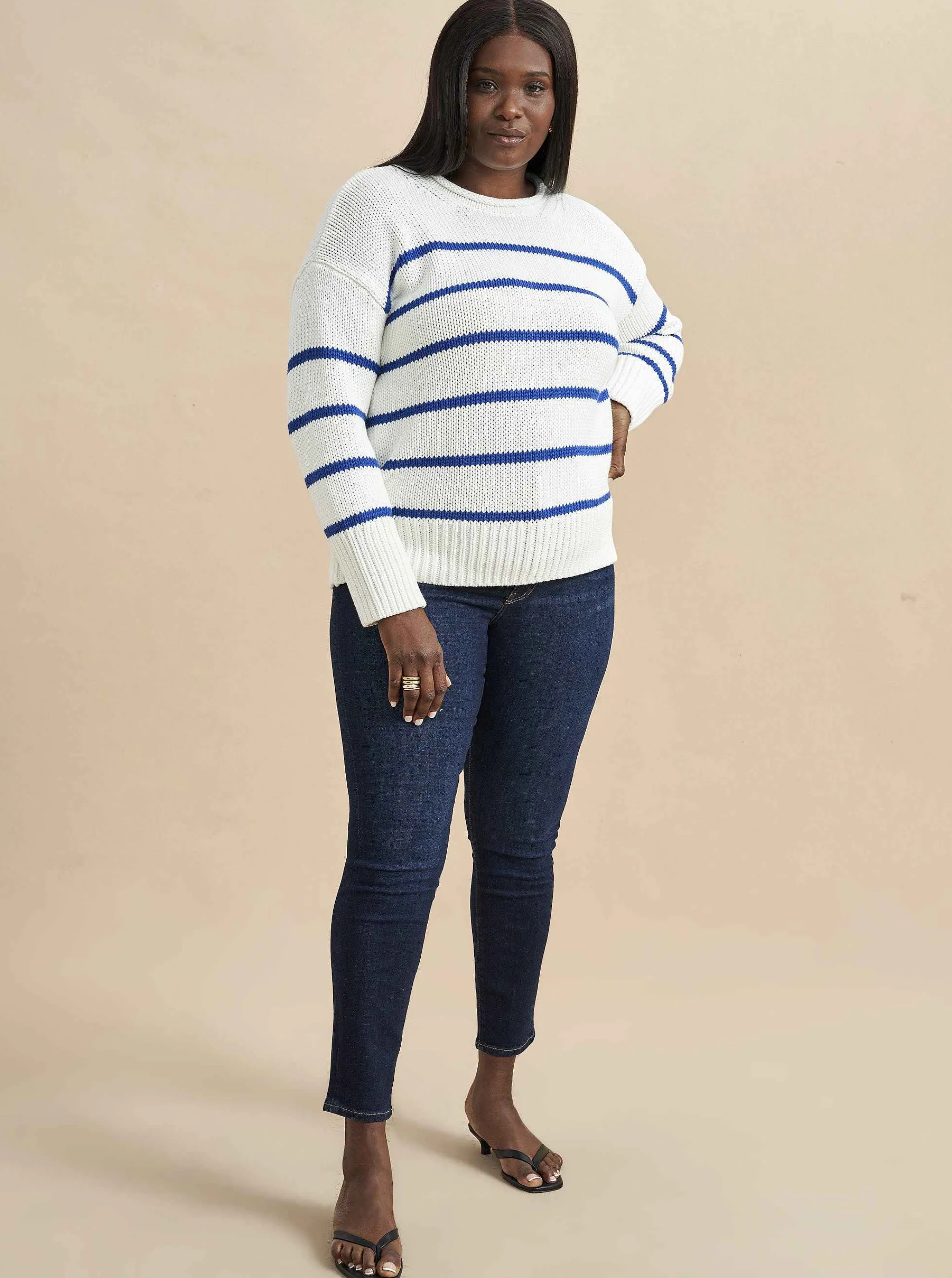 La Ligne Sweaters*Marina Sweater Cream/Cobalt