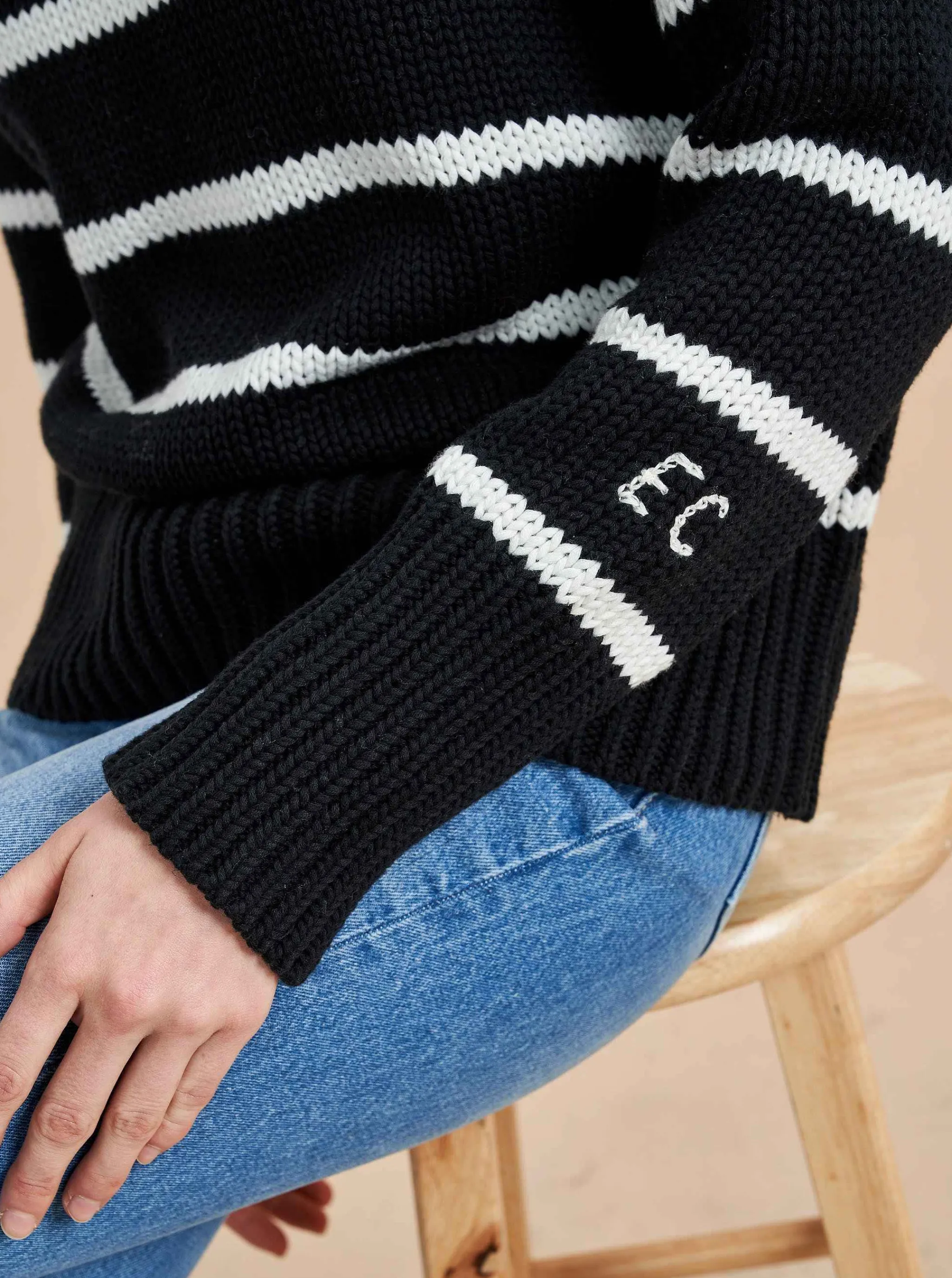 La Ligne Sweaters*Marina Sweater Cream/Cobalt