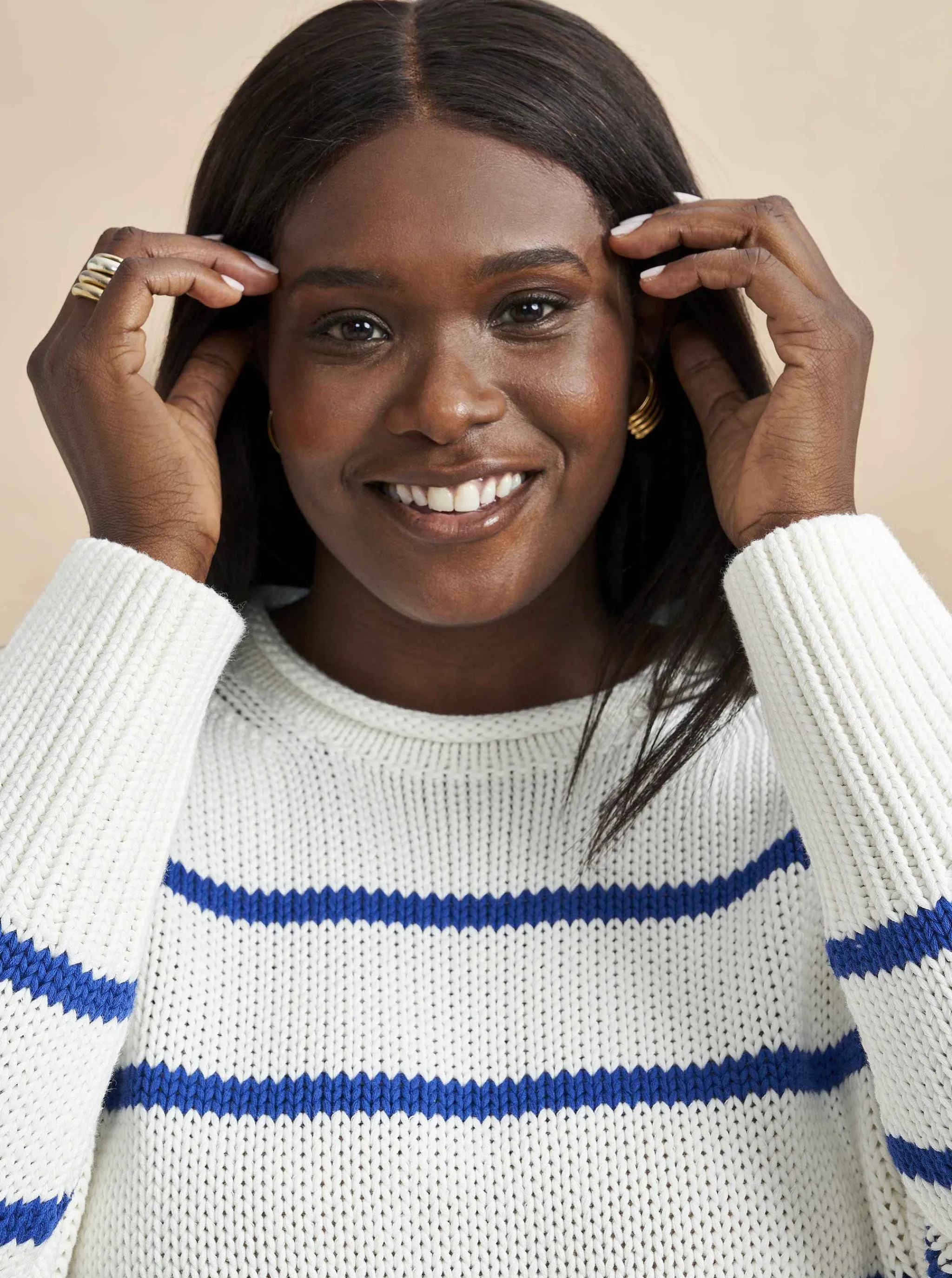 La Ligne Sweaters*Marina Sweater Cream/Cobalt